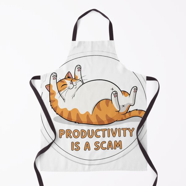 Item preview, Productivity Is a Scam – Funny Fat Cat Sticker in Cartoon Style designed and sold by 001Haiba.