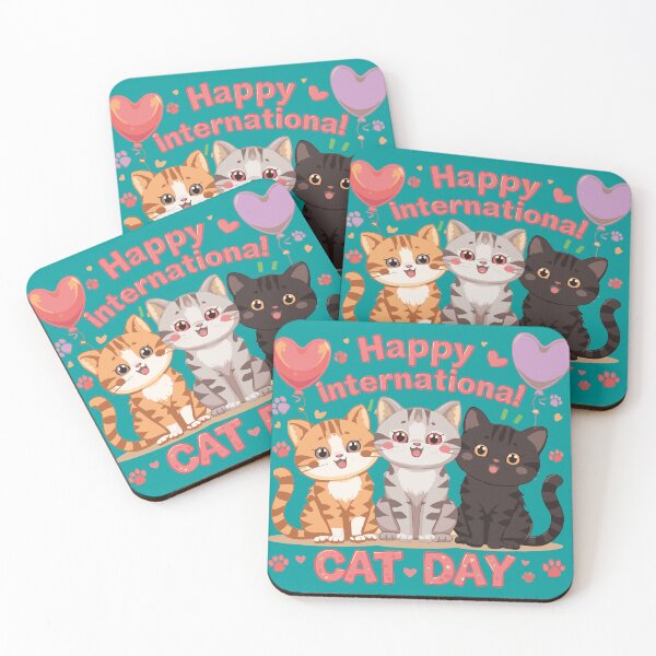 Item preview, Happy International Cat Day – Cute Cartoon Cats Celebration designed and sold by CheriTanya.