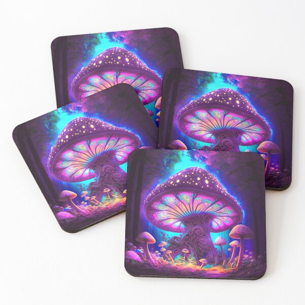 Item preview, BLACK LIGHT art Psychedelic SHROOMS  designed and sold by CleverCulture.