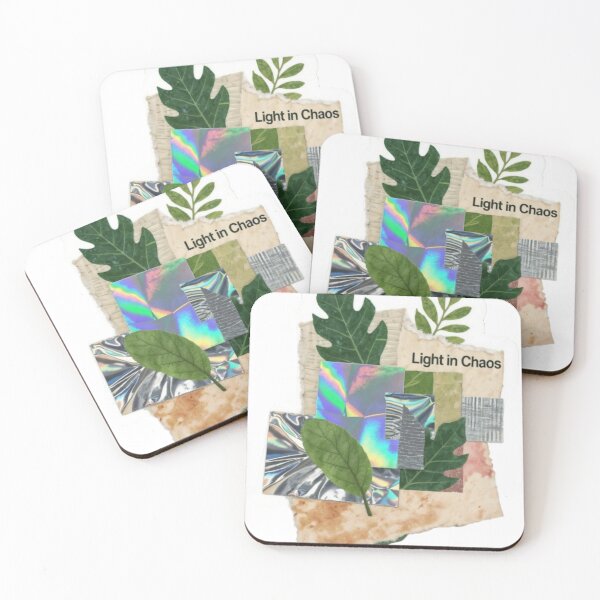 Item preview, Collage of Holographic Squares, Green Leaves, and Torn Paper designed and sold by Creative88Art.