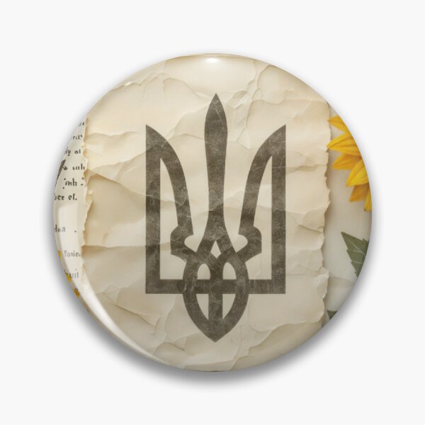 Item preview, Ukrainian Trident with Sunflowers on Aged Torn Paper Design designed and sold by Creative88Art.