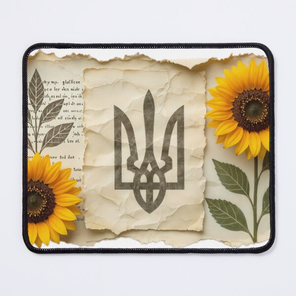 Item preview, Ukrainian Trident with Sunflowers on Aged Torn Paper Design designed and sold by Creative88Art.