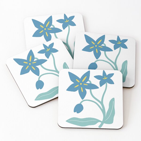 Item preview, Blue Star-Shaped Flower Trio Minimalist Design designed and sold by ArtfulWeave.