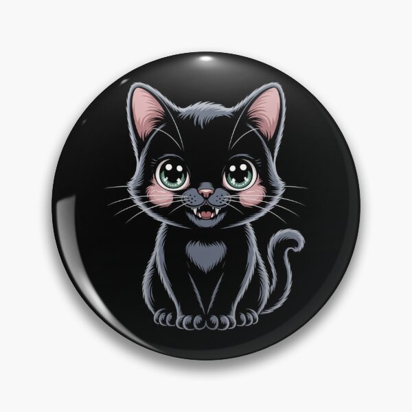Item preview, Kawaii Black Cat with Fangs designed and sold by theartfulaspie.