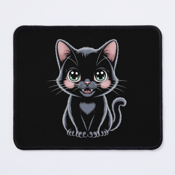 Item preview, Kawaii Black Cat with Fangs designed and sold by theartfulaspie.
