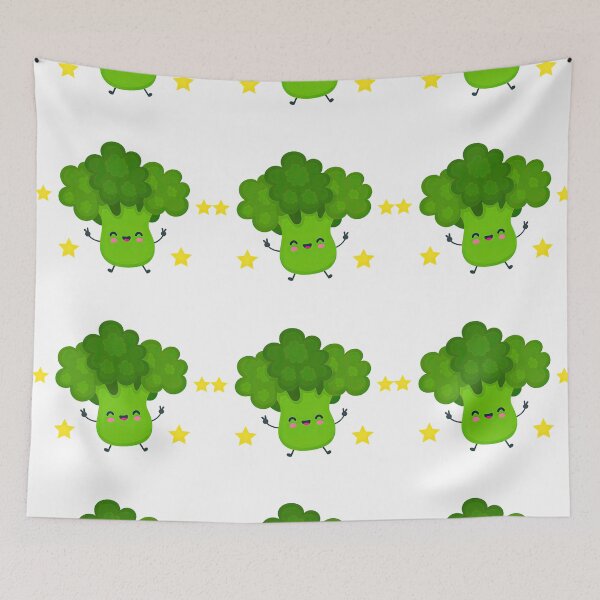 Item preview, Cute Smiling Broccoli Cartoon with Stars designed and sold by ArtfulWeave.