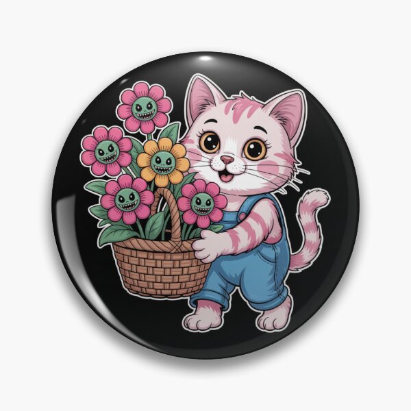 Item preview, Cat with Monster Flowers designed and sold by theartfulaspie.