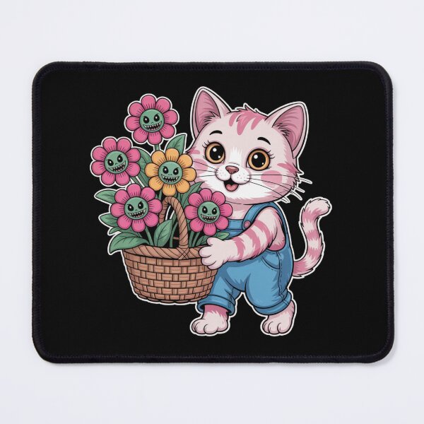 Item preview, Cat with Monster Flowers designed and sold by theartfulaspie.