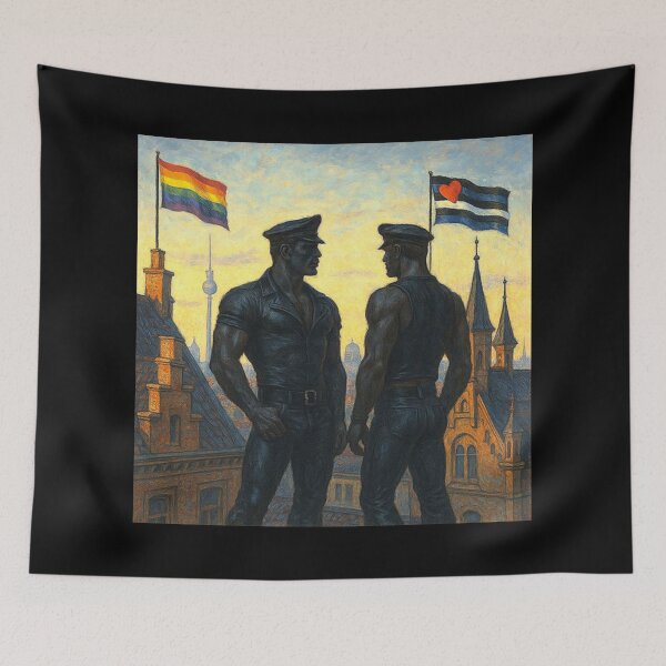 Item preview, 1940s Berlin Blackout Shadows Gay Leather Skyline Queer Cityscape Urban Kink Gay Pride Graphic Design designed and sold by ItsAKinkThing.