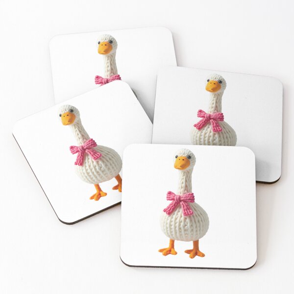 Item preview, Cute Knitted Goose  – Yarn Animal with Pink Bow for Cozy Cottagecore Vibes designed and sold by NellyHorse.
