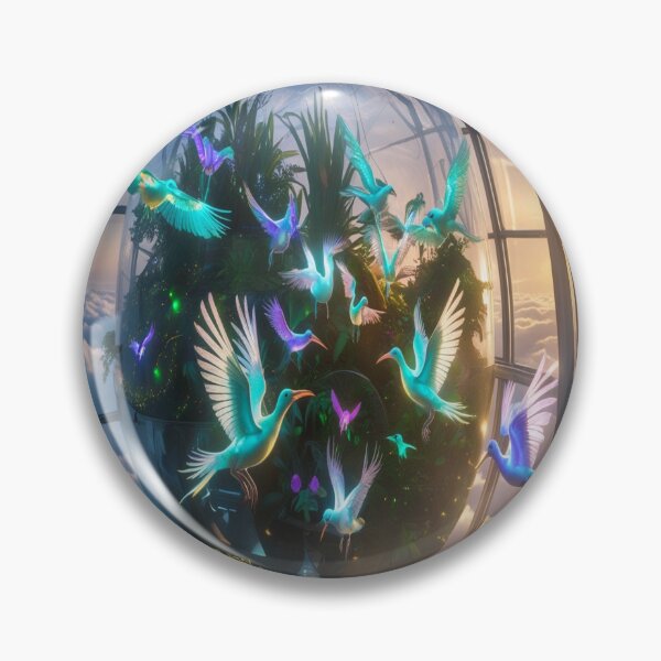 Item preview, Futuristic Aviary Floating Glass Dome Bioluminescent Birds designed and sold by Max Store.