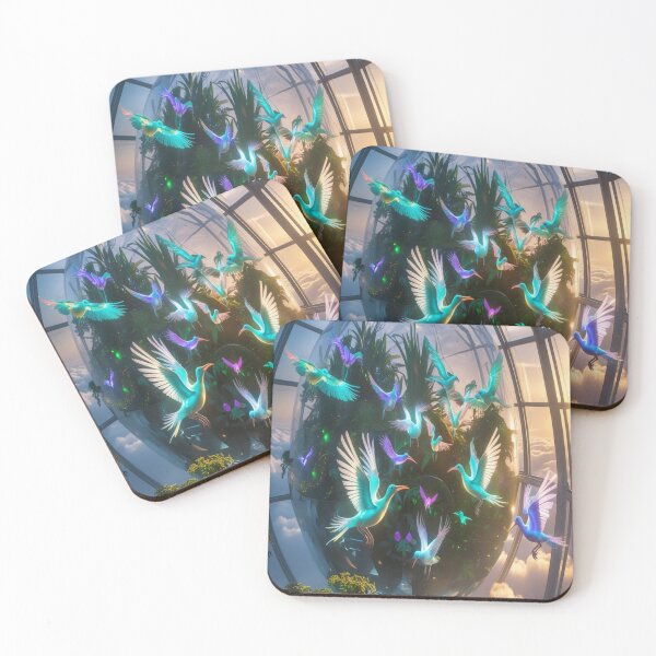 Item preview, Futuristic Aviary Floating Glass Dome Bioluminescent Birds designed and sold by Max Store.