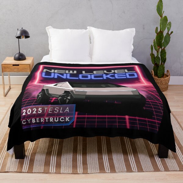 Item preview, 2025 Tesla Cybertruck New Level Unlocked retro Synthwave designed and sold by Fan Art Station .