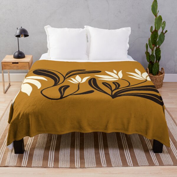 Item preview, Mid Century Abstract Lily Flowers on Ochre designed and sold by Haley Schulz.