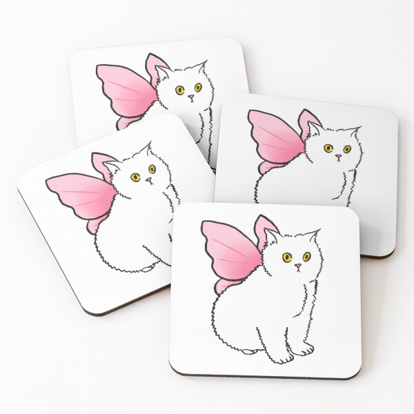 Item preview, fairy cat white pink wings designed and sold by Sarah Votava.