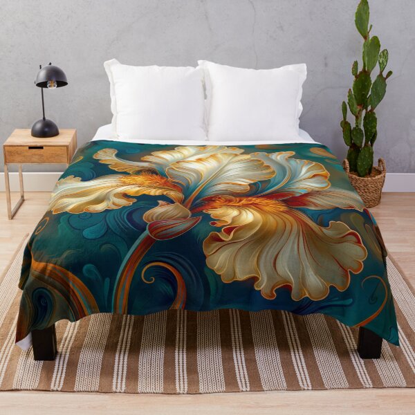 Item preview, Blue and Orange Iris Fantasy Flower Art designed and sold by MargaretWiktor.