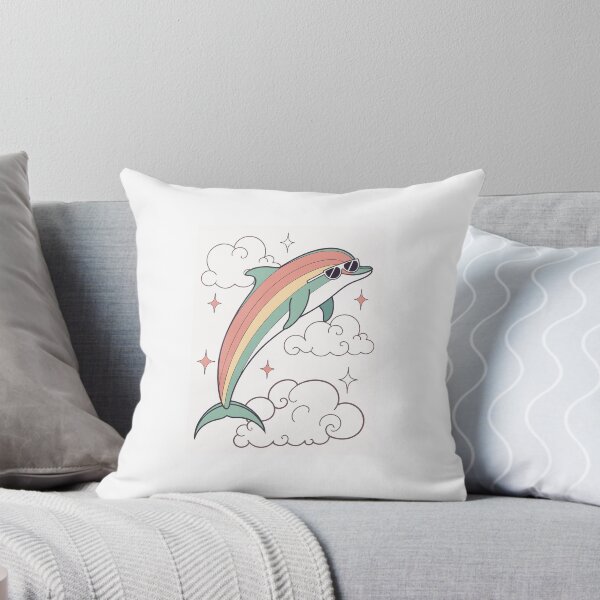 Item preview, Rainbow dolphin with goggles swimming among clouds designed and sold by MrArtist Shop.
