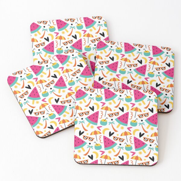 Item preview, Fun summer pattern with watermelon, palm trees, cocktails designed and sold by Jamildesign.