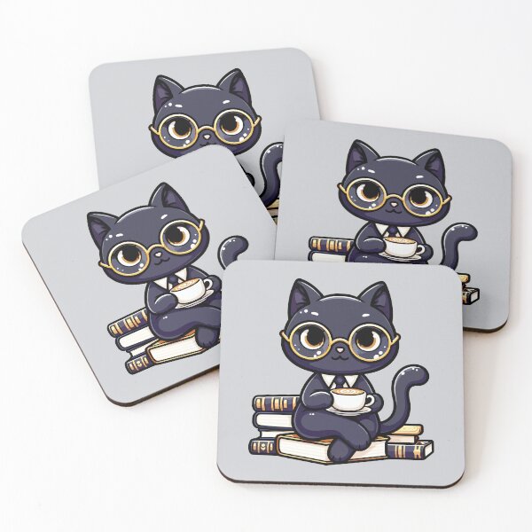 Item preview, Classy Black Cat with Coffee and Books designed and sold by Coffee Lifestyle.