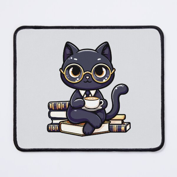 Item preview, Classy Black Cat with Coffee and Books designed and sold by Coffee Lifestyle.