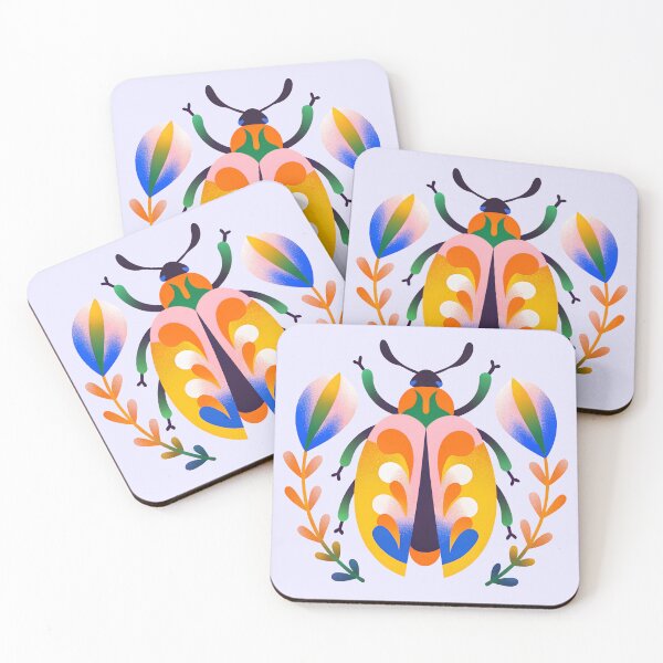 Item preview, Sunset Petal Beetle – Vibrant Folk Art Design designed and sold by enly shop.