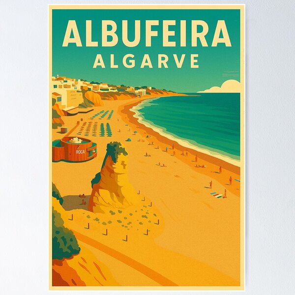 Item preview, Albufeira Algarve Vintage Style Retro Travel Poster designed and sold by GG WALL ART.