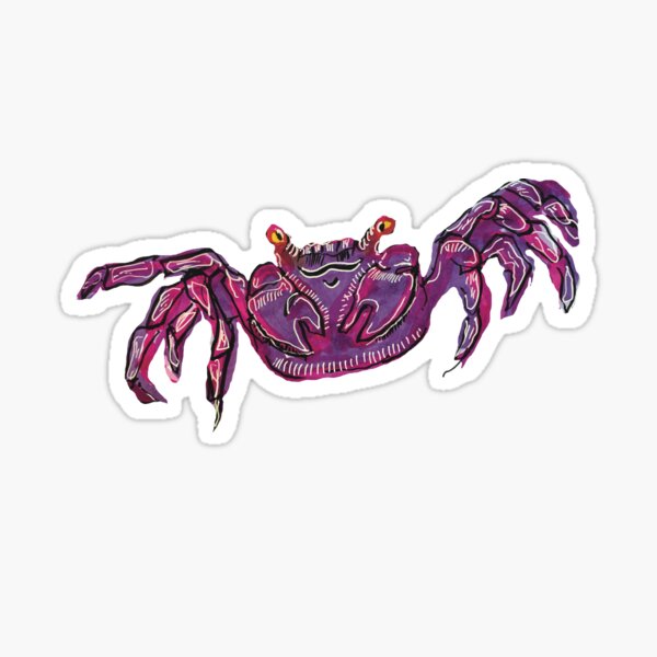 Item preview, Smiling Vampire Crab with Mustache- Cute Purple Pink Marker Art designed and sold by penelopejade.