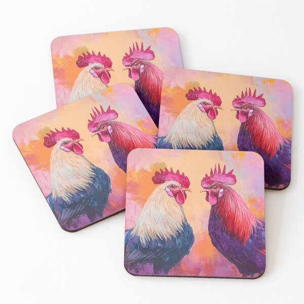 Item preview, gay roosters designed and sold by ArtfulPlay.
