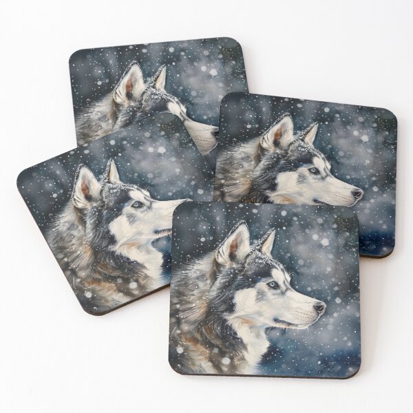 Item preview, Siberian husky in snow designed and sold by ArtfulPlay.
