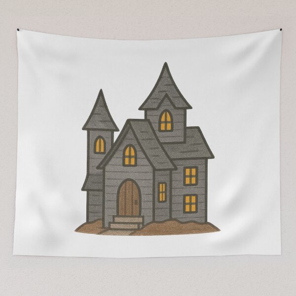 Item preview, Haunted House Illustration – Spooky Vintage Halloween Mansion Art designed and sold by Vendeloc.