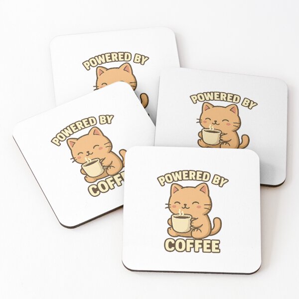 Item preview, Powered by Coffee Cute Cat – Kawaii Coffee Lover T-Shirt Design designed and sold by Art-Tacos.