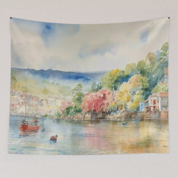 Item preview, The estuary Salcombe（watercolour + AI) designed and sold by artsmeow.