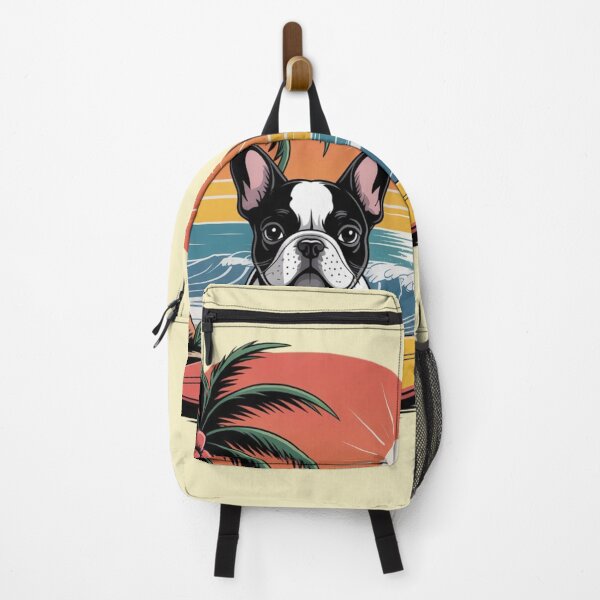 Item preview, Beach frenchie bulldog sunset with surfboard designed and sold by VibrArtco.