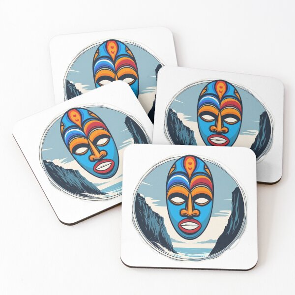 Item preview, Cape Flattery Tribal Mask & Cliffs — Bold Coastal Art Design designed and sold by jelonkaa.