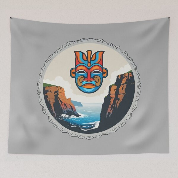 Item preview, Cape Flattery Tribal Mask — Vibrant Coastal Cliffs Artwork designed and sold by jelonkaa.