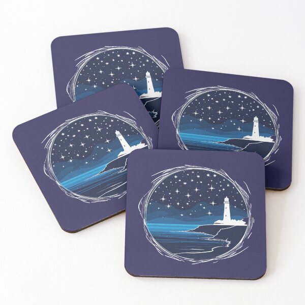 Item preview, Cape Flattery Lighthouse — Starry Night Coastal Illustration designed and sold by jelonkaa.