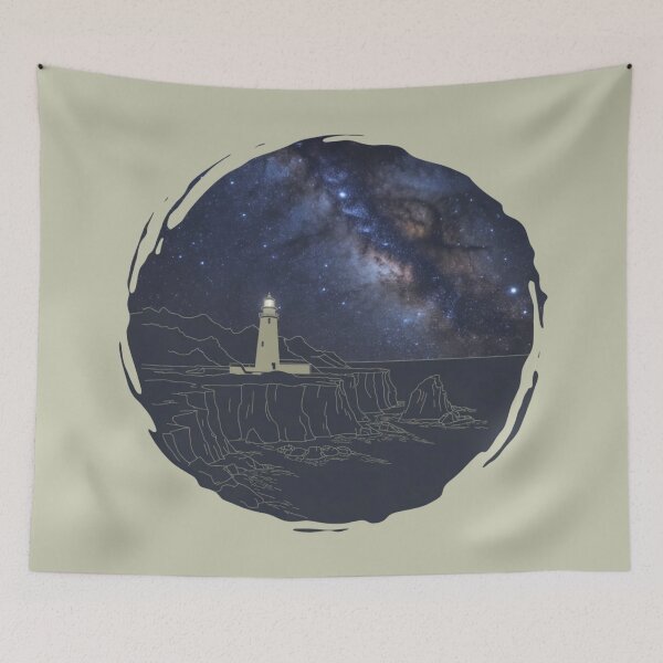 Item preview, Cape Flattery Lighthouse — Milky Way Night Sky Coastal Art Print designed and sold by jelonkaa.
