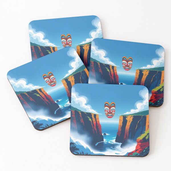 Item preview, Cape Flattery Totem Mask – Vibrant Coastal Canyon Art Print designed and sold by jelonkaa.
