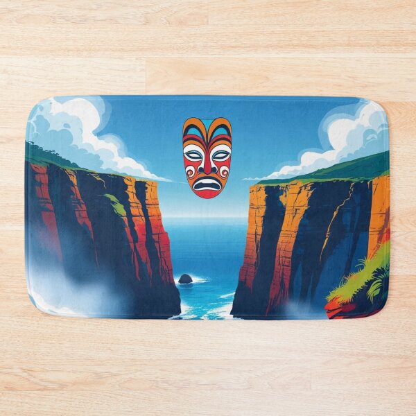 Item preview, Cape Flattery Totem Mask – Vibrant Coastal Canyon Art Print designed and sold by jelonkaa.