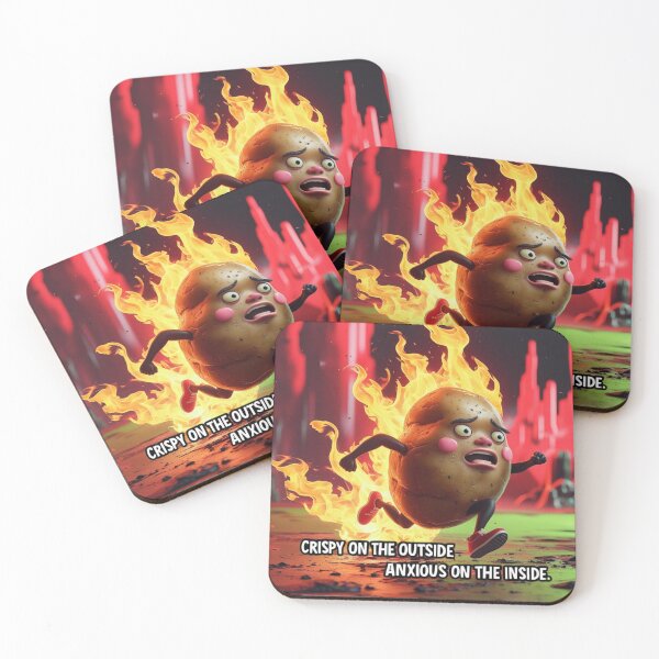 Item preview, Crispy Outside, Anxious Inside – Funny Burning Potato Meme designed and sold by jelonkaa.