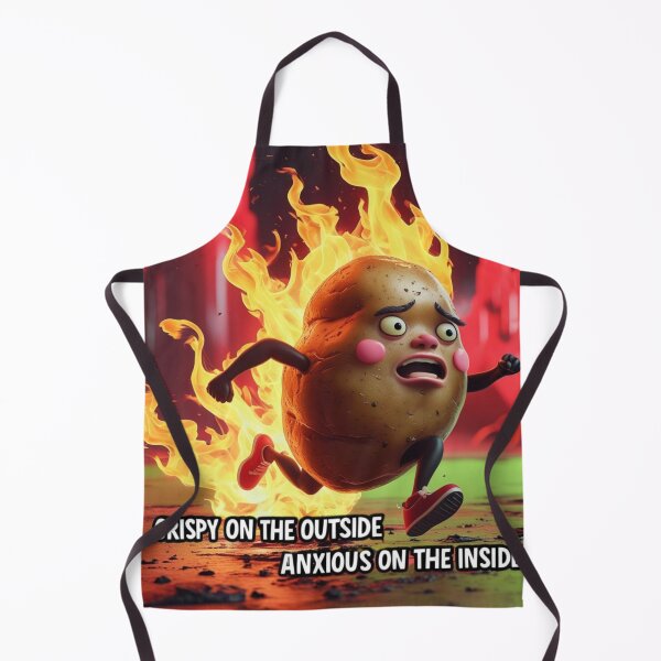 Item preview, Crispy Outside, Anxious Inside – Funny Burning Potato Meme designed and sold by jelonkaa.