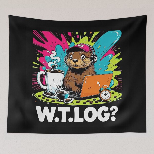 Item preview, W.T.LOG? – Overcaffeinated Otter Office Chaos Meme Design designed and sold by jelonkaa.