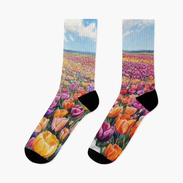 Item preview, A vibrant field of tulips in various colors designed and sold by anytka.