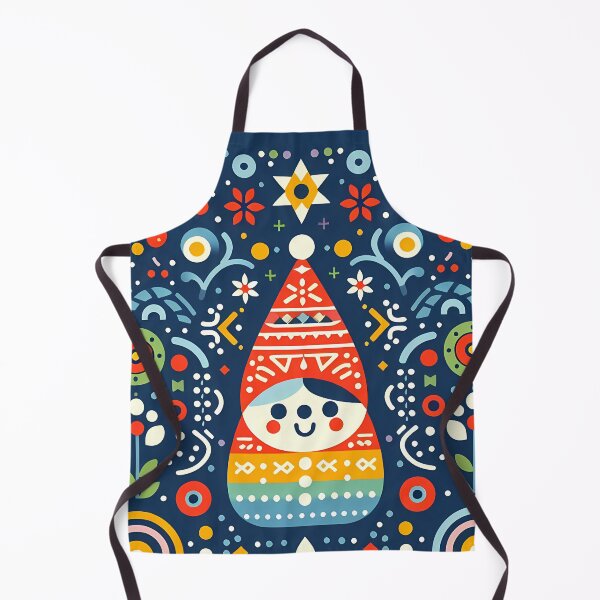 Item preview, Festive Folk Art Swaddled Baby - Starry Happy Doll on Dark Blue - Scandinavian Folk Art by heidiannemorris © designed and sold by FOLK ART FUSION by heidiannemorris.