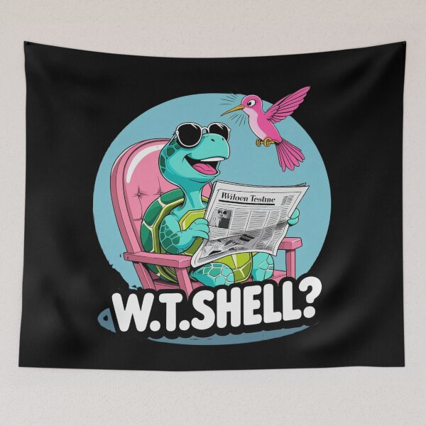 Item preview, W.T.SHELL? – Cool Turtle Reading Funny Cartoon Design designed and sold by jelonkaa.