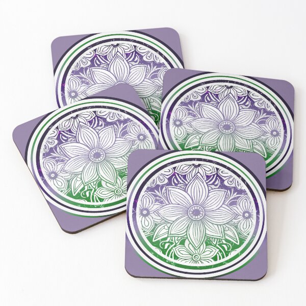 Item preview, Daisy flowers batik Suffragette Purple and Green designed and sold by AuroraXGreen.