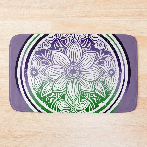 Item preview, Daisy flowers batik Suffragette Purple and Green designed and sold by AuroraXGreen.