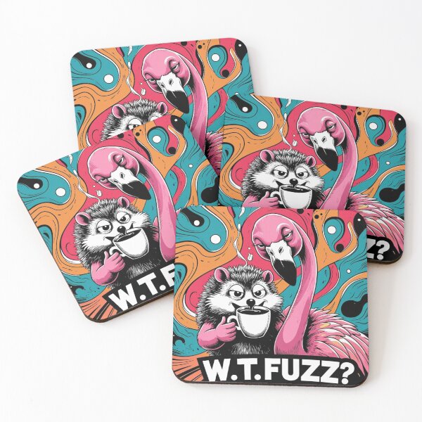 Item preview, W.T.FUZZ? – Funny Hedgehog Flamingo Coffee Art designed and sold by jelonkaa.