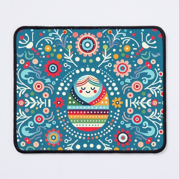Item preview, Peaceful Folk Art Swaddled Baby - Ornate Floral Wreath on Teal Blue - Scandinavian Folk Art by heidiannemorris © designed and sold by FOLK ART FUSION by heidiannemorris.