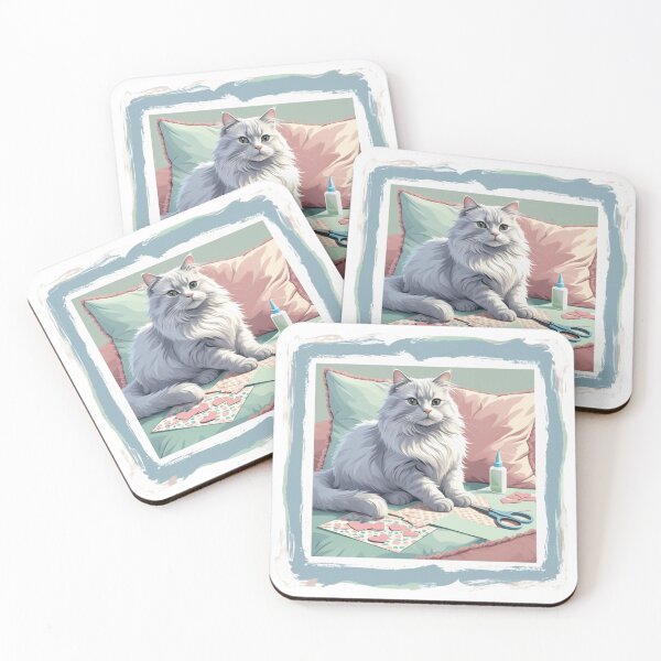 Item preview, Fluffy Grey Cat with Scrapbooking Tools – Crafty Cats Series designed and sold by jelonkaa.